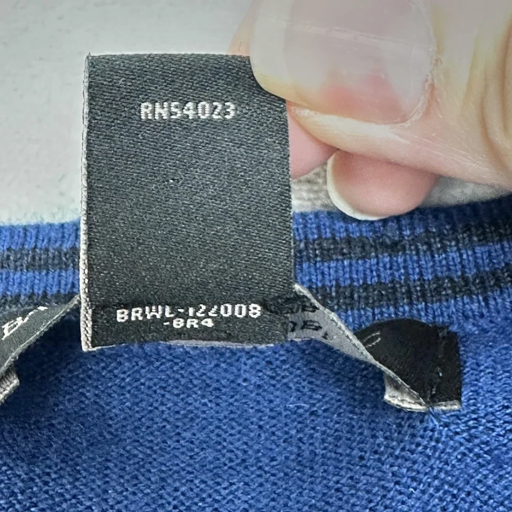 Banana Republic Sweater Mens Large Blue Silk Cotton Cashmere V Neck Pullover